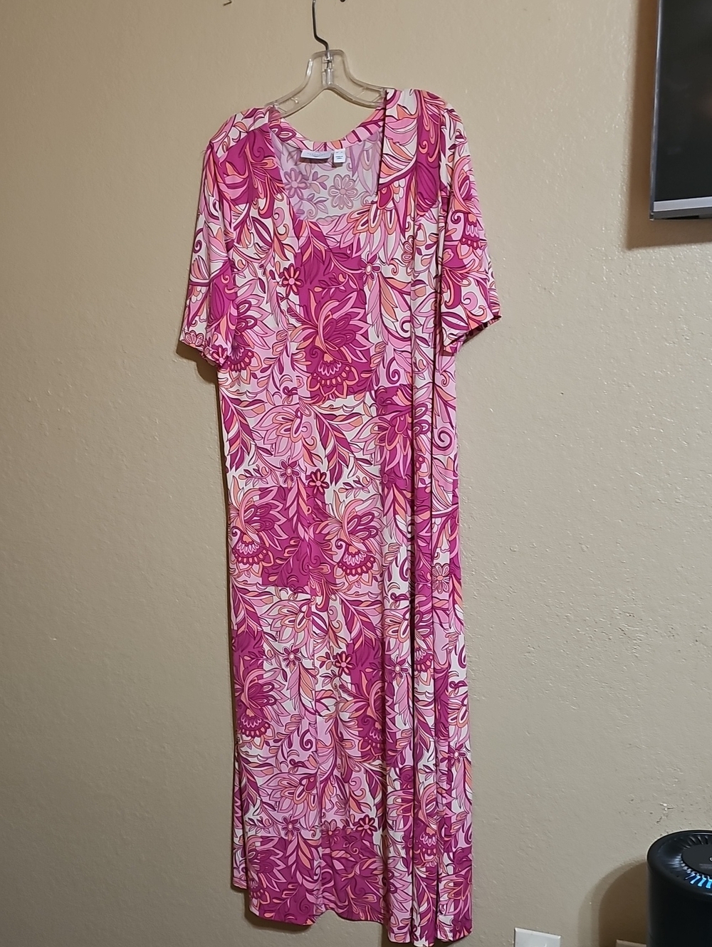 Susan Graver Pink Floral Maxi Dress